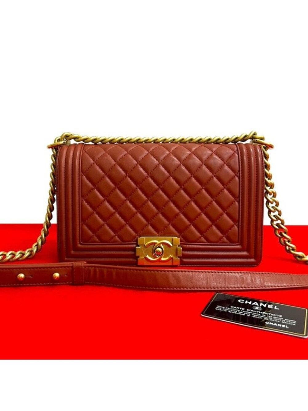 Chanel Boy Lambskin Chain Shoulder Bag